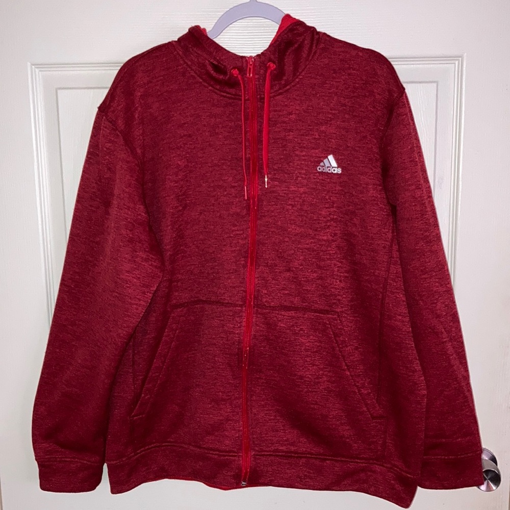 Red/Maroon Adidas climawarm zip up jacket